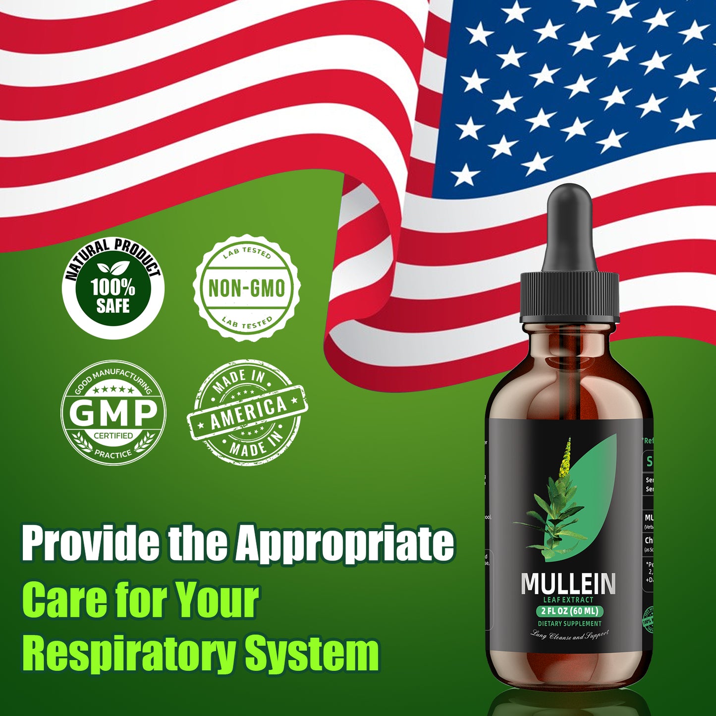 Chlorophyll&Mullein Drops for Lungs - Support Lung Cleanse & Respiratory Function for Healthy Breathing - Natural Supplement, Tincture Drops | Non-GMO, Vegetarian | 1 Month Supply