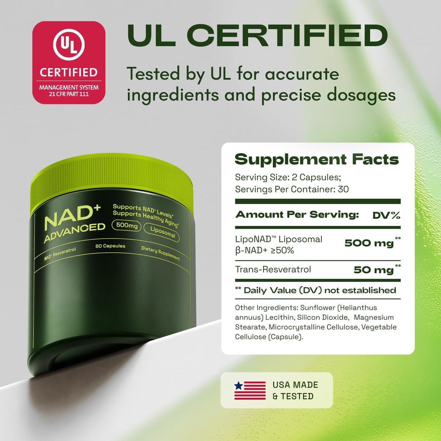 NAD+ Supplement MNM Alternative - Liposomal Nicotinamide Riboside, Resveratrol, Quercetin by Reus Research - High Purity NAD+ Supplement for Anti-Aging, Energy, Focus - 80
