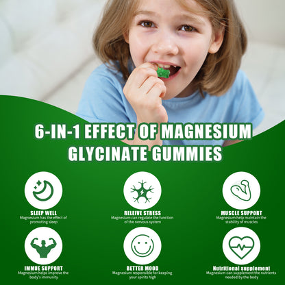 Magnesium Glycinate Gummies 400mg Supplements with Magnesium Malate & Taurate | Vitamin D3 Spinach | Kale | Broccoli