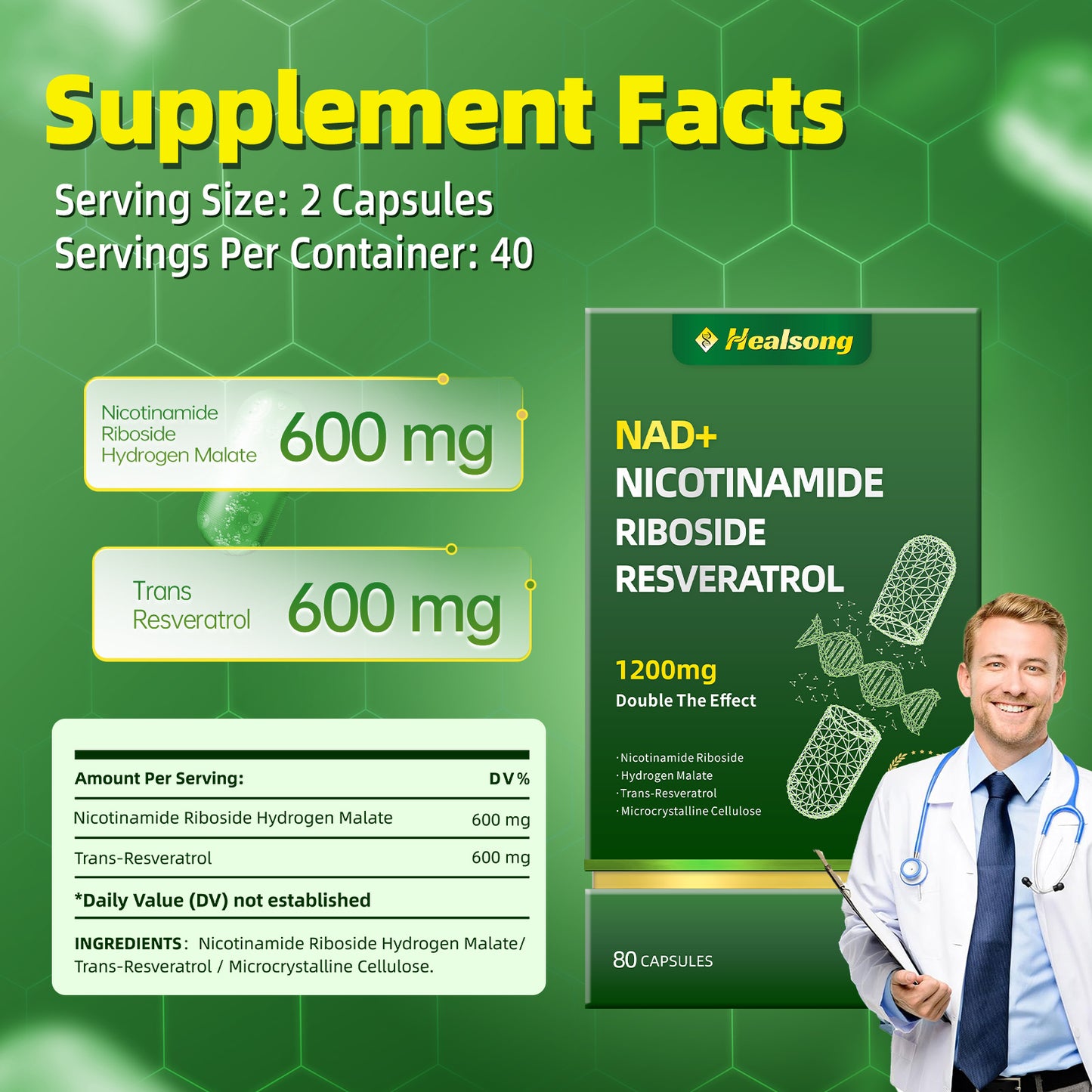 NAD+ Supplement MNM Supplement Alternative - Liposomal Nicotinamide Riboside, Resveratrol High Purity NAD+Supplement for Anti-Aging, Energy 80 Capsules